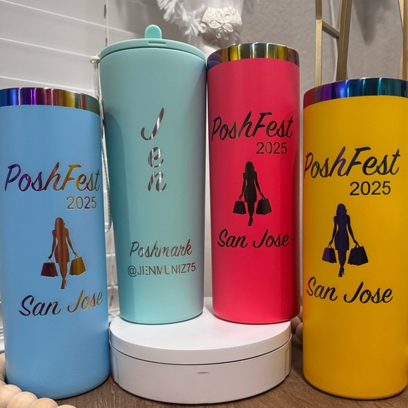 POSHFEST 2025 Custom Tumbler w/3 QR Closet Code stickers - Picture 1 of 11